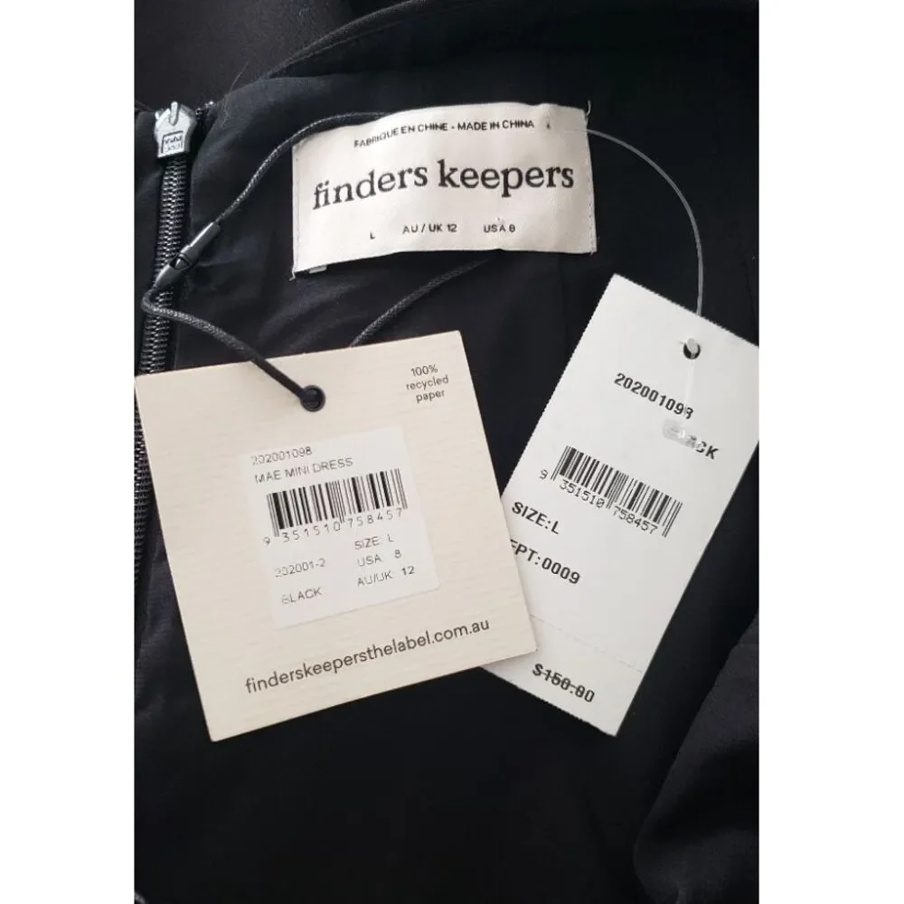 Finders Keepers Mae Halter Black MiniDress Sz 8/L Party LBD Capsule Formal Vegas